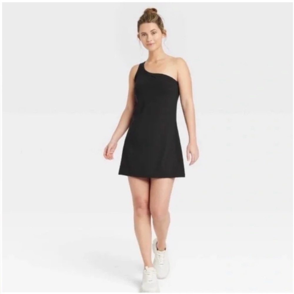 Black One-Shoulder Athletic Dress